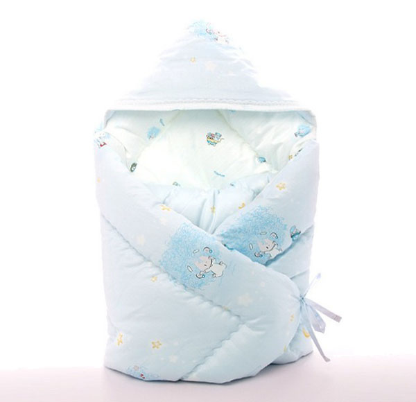 堡嬰寶藍色娃娃全棉抱被