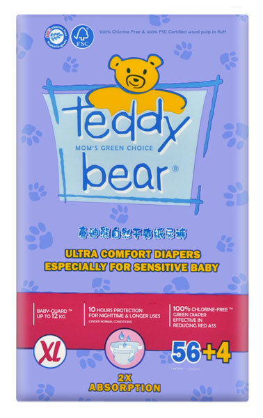 泰迪熊自然干爽升級版嬰兒紙尿褲大包裝XL碼