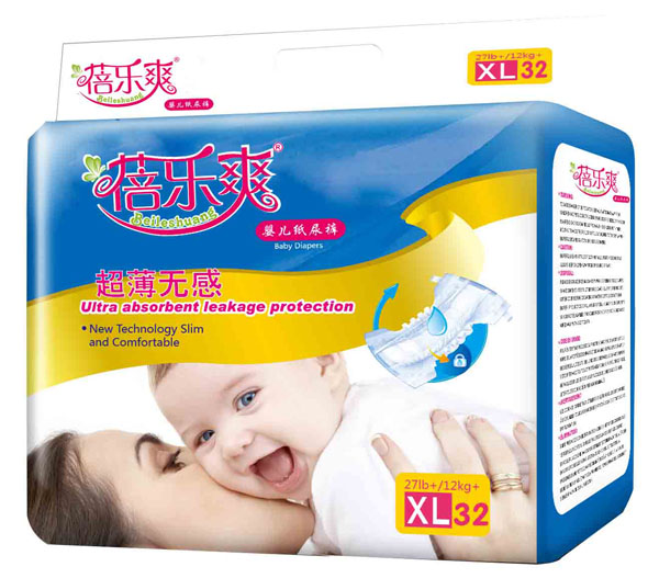 蓓樂(lè)爽超薄無(wú)感嬰兒紙尿褲XL碼32片