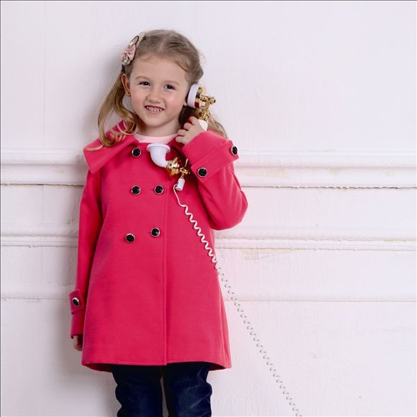吉象貝兒女童時尚呢大衣
