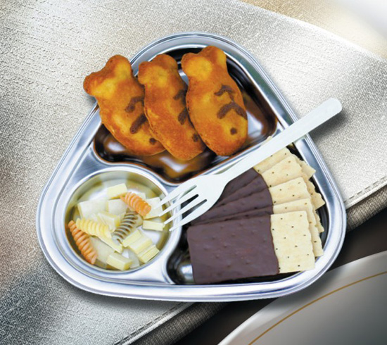 朗維兒童三格抗菌不銹鋼餐盤(pán)