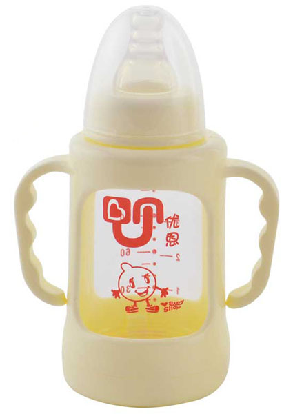 優(yōu)恩標(biāo)口防摔防爆玻璃奶瓶120ml