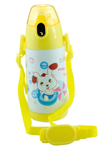 樂(lè)蓓黃色背帶卡通可愛(ài)保溫杯