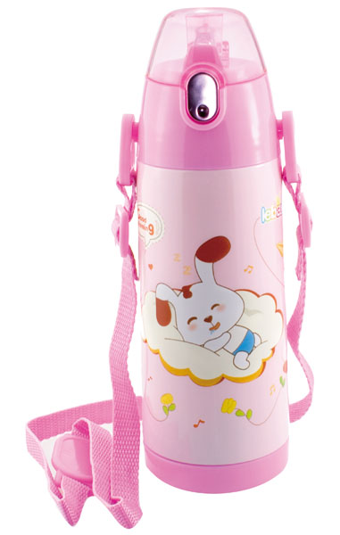 樂蓓紅色背帶卡通保溫杯