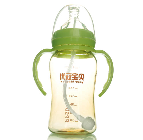 優(yōu)冠寶貝PPSU寬口帶柄自動(dòng)奶瓶240ml綠色