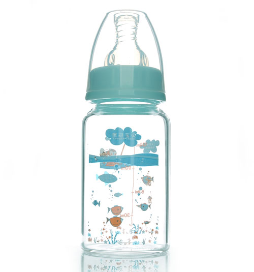 優(yōu)冠寶貝標口金鉆玻璃奶瓶120ml藍色