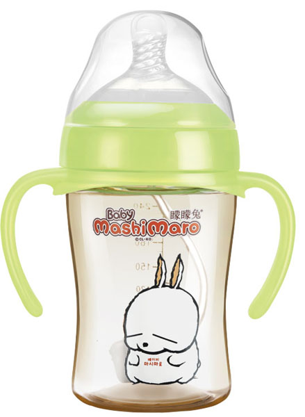 矇矇兔綠色PPSU自動(dòng)寬口奶瓶