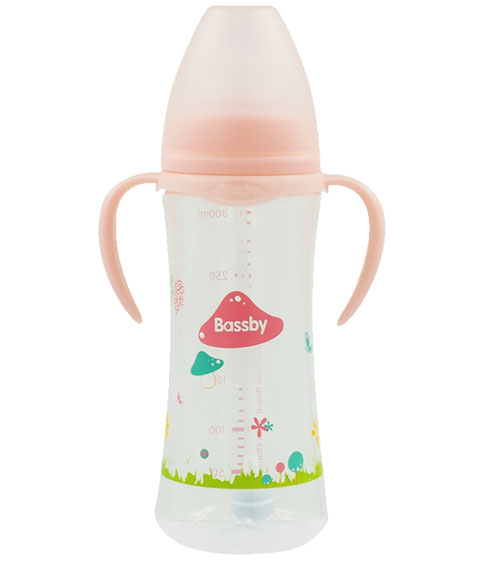 貝斯比寬口弧形PP自動奶瓶300ml紅色