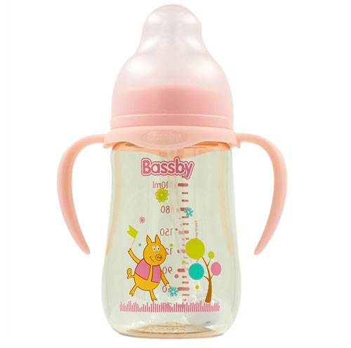 貝斯比小寬口異形PPSU奶瓶230ml紅色
