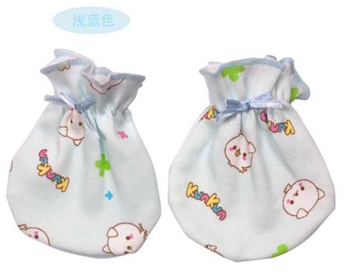 KUNKUN嬰兒棉質(zhì)護手套淺藍色