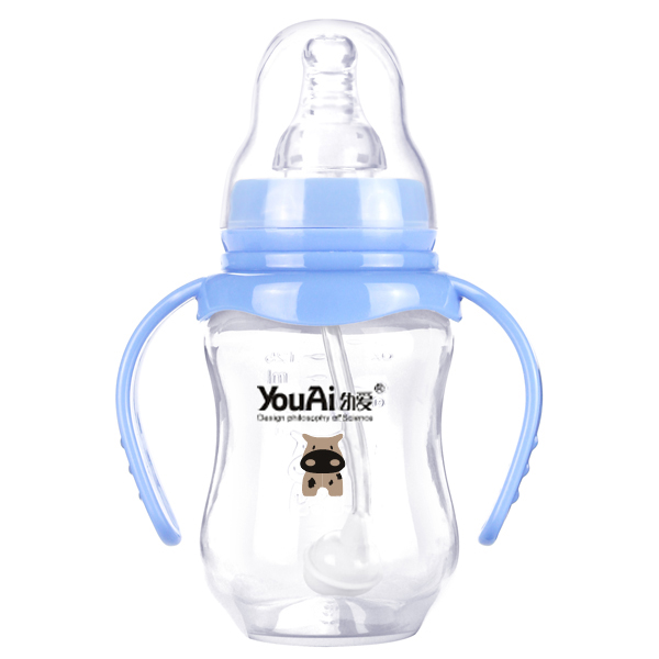 幼愛(ài)PP標(biāo)口帶柄自動(dòng)吸葫蘆奶瓶125ml