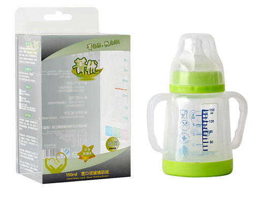 菁優(yōu)寬口徑玻璃奶瓶150ml綠色