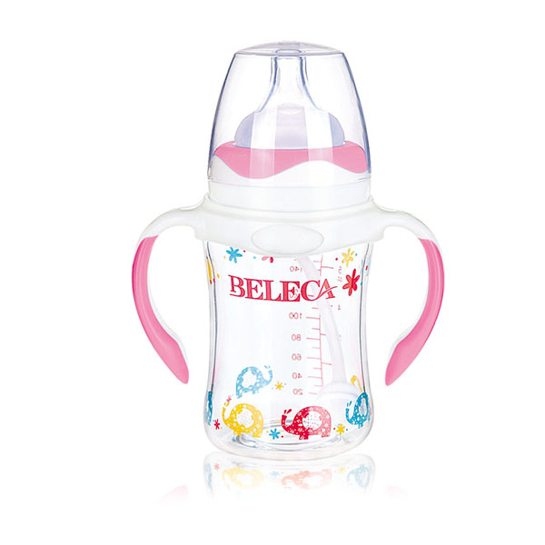 貝樂(lè)嘉卡通多色雙層防爆防摔奶瓶