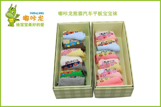 嘟咔龍熊貓汽車(chē)平板小號(hào)6雙禮盒裝寶寶襪