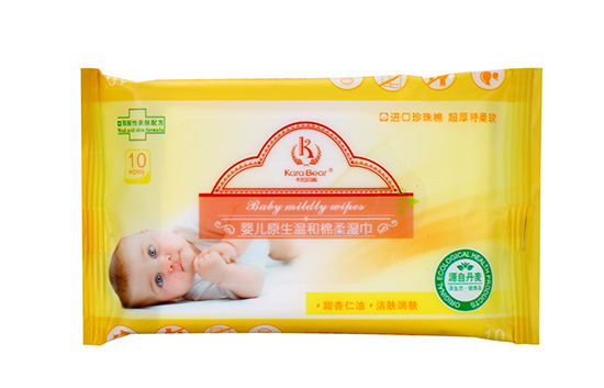 卡拉貝熊10片嬰兒原生溫和棉柔濕巾