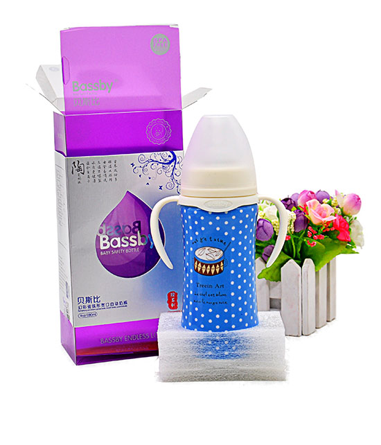 貝斯比幻彩瓷弧形寬口自動(dòng)奶瓶280ML