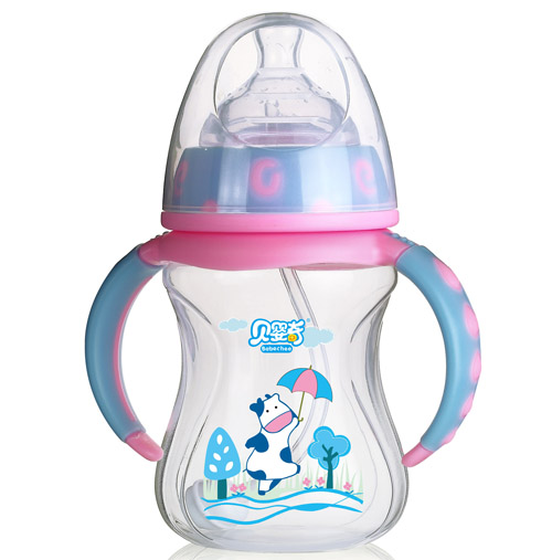 貝嬰奇180ml寬口蓮花雙色奶瓶藍(lán)色