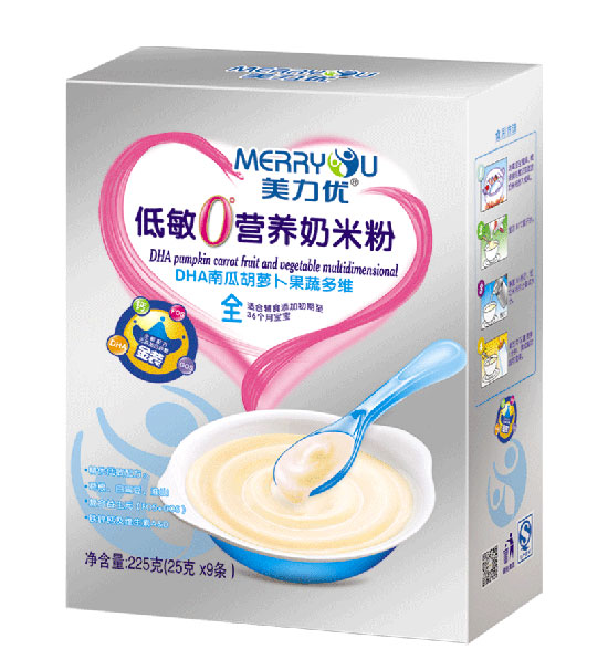 美力優(yōu)DHA南瓜胡蘿卜果蔬多維低敏0°營(yíng)養(yǎng)奶米粉全段