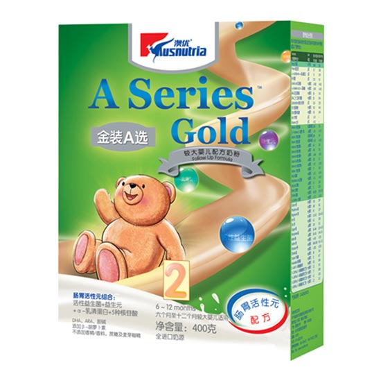 澳優(yōu)金裝A選配方奶粉3段400克盒