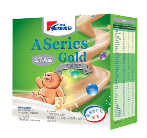 澳優(yōu)金裝A選配方奶粉3段400克盒