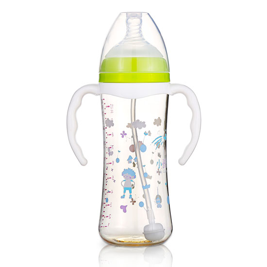 小孩國(guó)寬口時(shí)尚自動(dòng)PPSU安全奶瓶320M青色