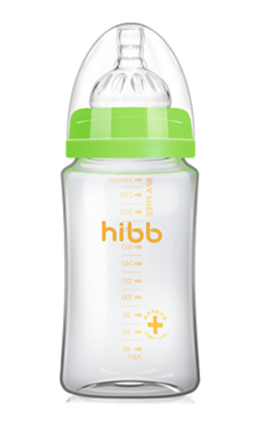 浩一貝貝寬口玻璃奶瓶綠色240ml