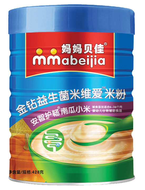 媽媽貝佳南瓜小米428克益生菌米粉聽裝
