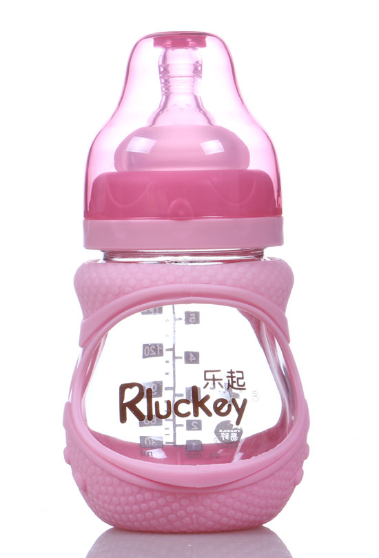 樂起寬口徑奶瓶粉色