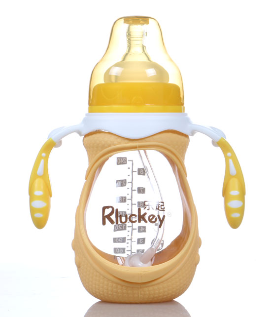 樂起雙柄奶瓶黃色