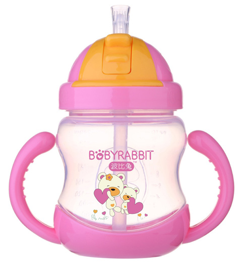 波比兔280ML旋轉(zhuǎn)手把吸管水杯