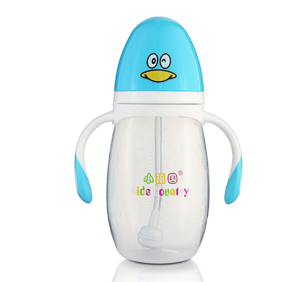 小孩國(guó)寬口自動(dòng)企鵝PP奶瓶300ML藍(lán)色