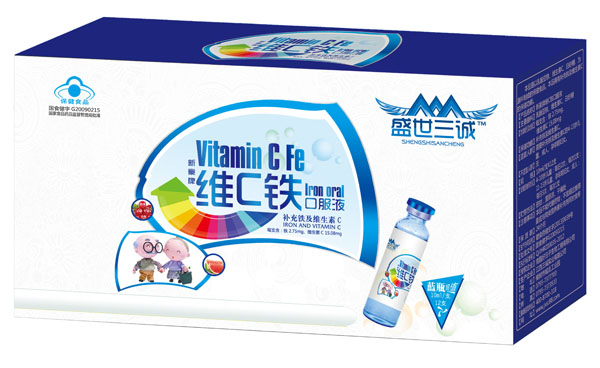盛世三誠新豪牌成人維C鐵口服液12支藍瓶裝