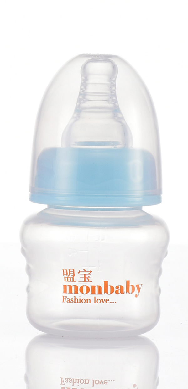 盟寶PP果汁奶瓶藍(lán)色-無(wú)刻度