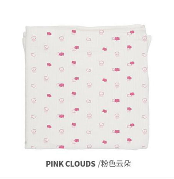 西班牙baby bites嬰兒Muslin多用途純棉襁褓包巾 粉色云朵