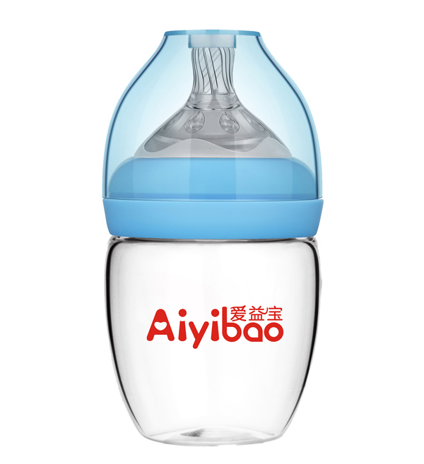 愛(ài)益寶寬口新款蛋形玻璃奶瓶180ml 藍(lán)色