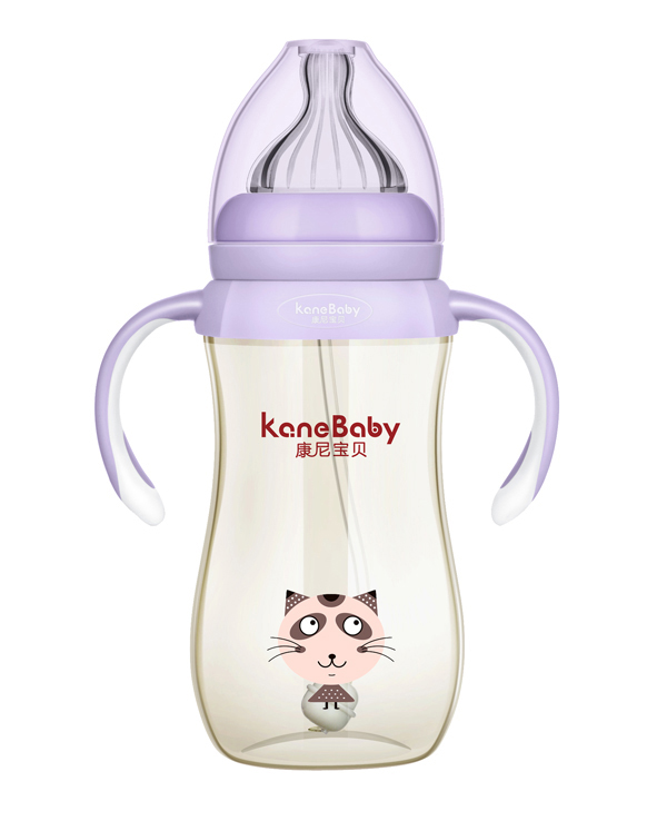 康尼寶貝可愛(ài)咖菲貓PPSU奶瓶-320ml-紫色