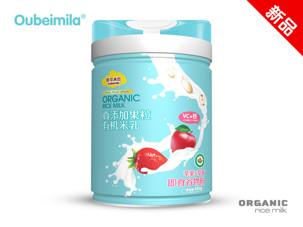 歐貝米拉真添加果粒有機(jī)米乳 蘋果+草莓 聽(tīng)裝