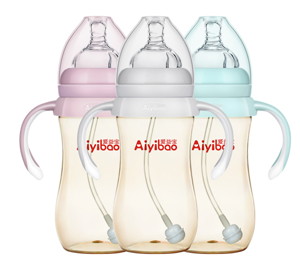 愛益寶寬口弧形有柄自動PPSU奶瓶300ml