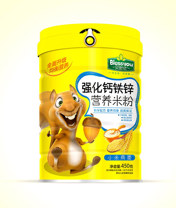 貝熙優(yōu)強(qiáng)化鐵鋅鈣營養(yǎng)米粉 450克(小米燕麥)