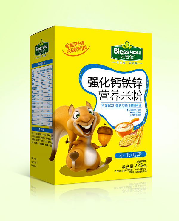貝熙優(yōu)強(qiáng)化鐵鋅鈣營養(yǎng)米粉 盒裝225克(小米燕麥)