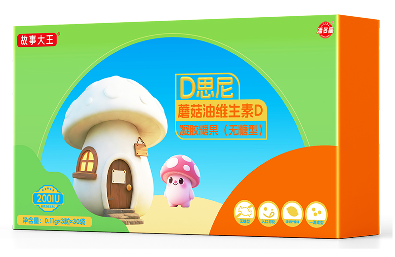 潘多星故事大王D思尼蘑菇油維生素D凝膠糖果(無(wú)糖型)