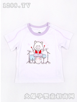 小豬班納白色yinge圓領(lǐng)短袖針織衫