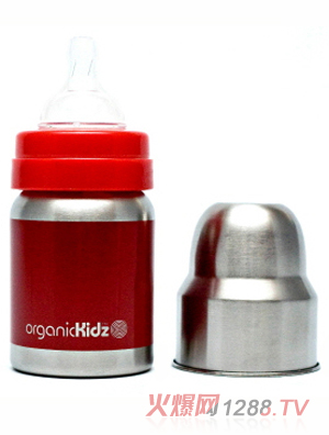 歐可滋不銹鋼寬口奶瓶紅4oz