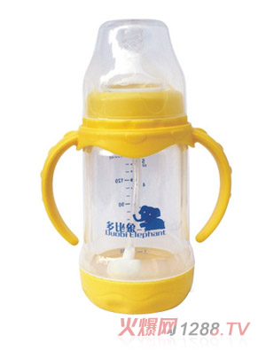 多比象帶手柄yinge奶瓶150ml黃色